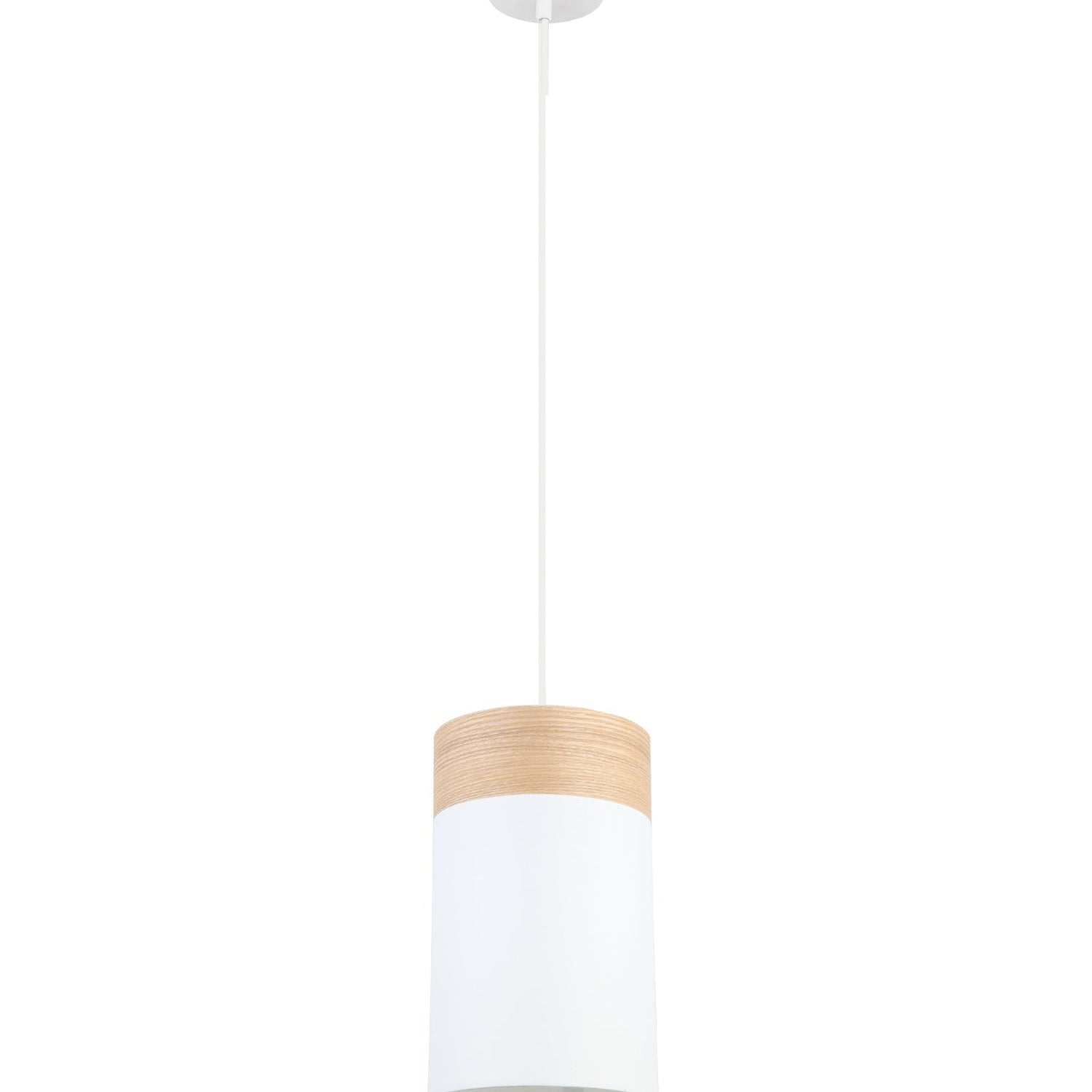 TAMBURA: Scandinavian Small Round Cloth Shade with Wood Trim Pendant Lights