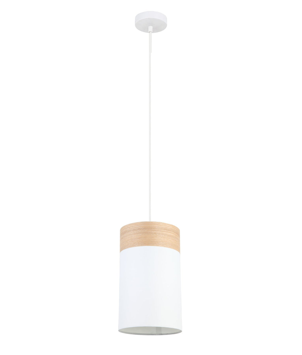 TAMBURA: Scandinavian Small Round Cloth Shade with Wood Trim Pendant Lights