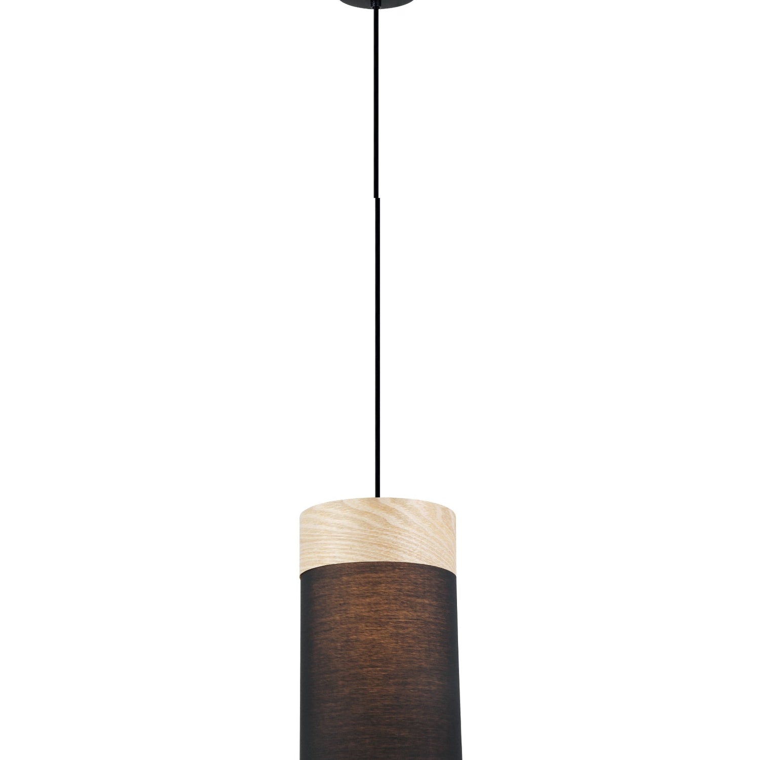 TAMBURA: Scandinavian Small Round Cloth Shade with Wood Trim Pendant Lights