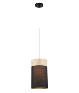 TAMBURA: Scandinavian Small Round Cloth Shade with Wood Trim Pendant Lights