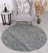 Nordic Teal Blue Reversible Wool Round Rug