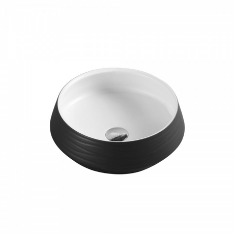 TRIER Round Counter Top Basin White and Black 410mm