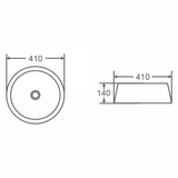 TRIER Round Counter Top Basin 410mm Specification Drawing