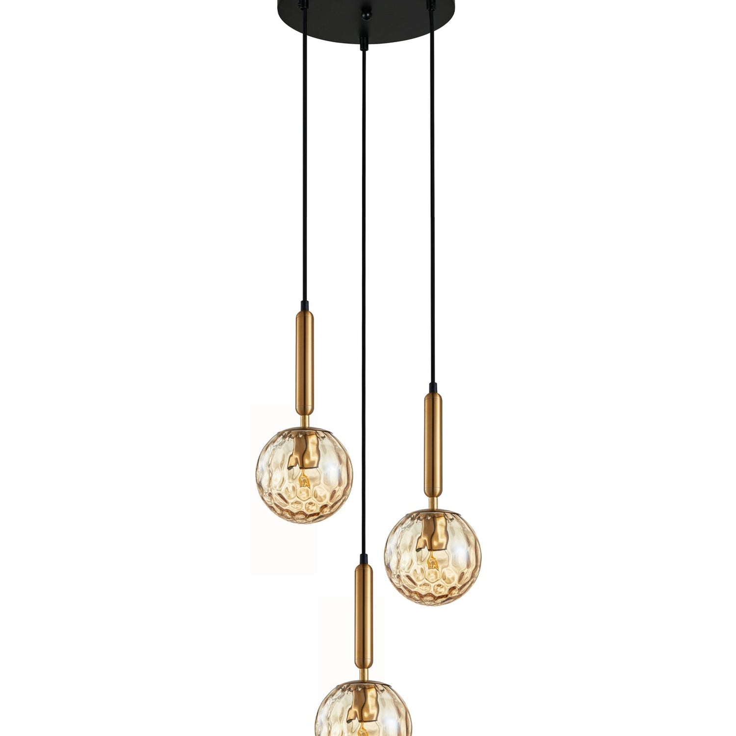 TRATTINO: Interior Bronze Amber /Black Smoke Spherical Glass Multiple Round Base Pendant Lights