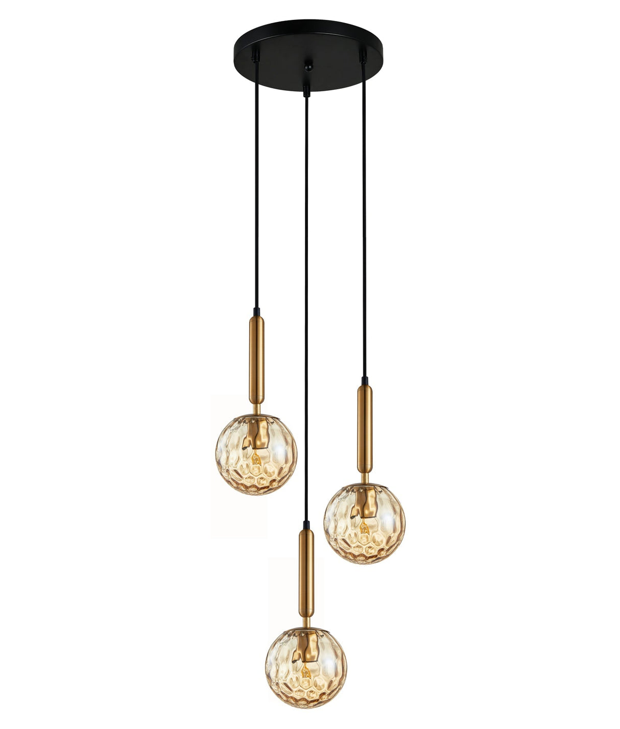 TRATTINO: Interior Bronze Amber /Black Smoke Spherical Glass Multiple Round Base Pendant Lights