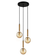 TRATTINO: Interior Bronze Amber /Black Smoke Spherical Glass Multiple Round Base Pendant Lights