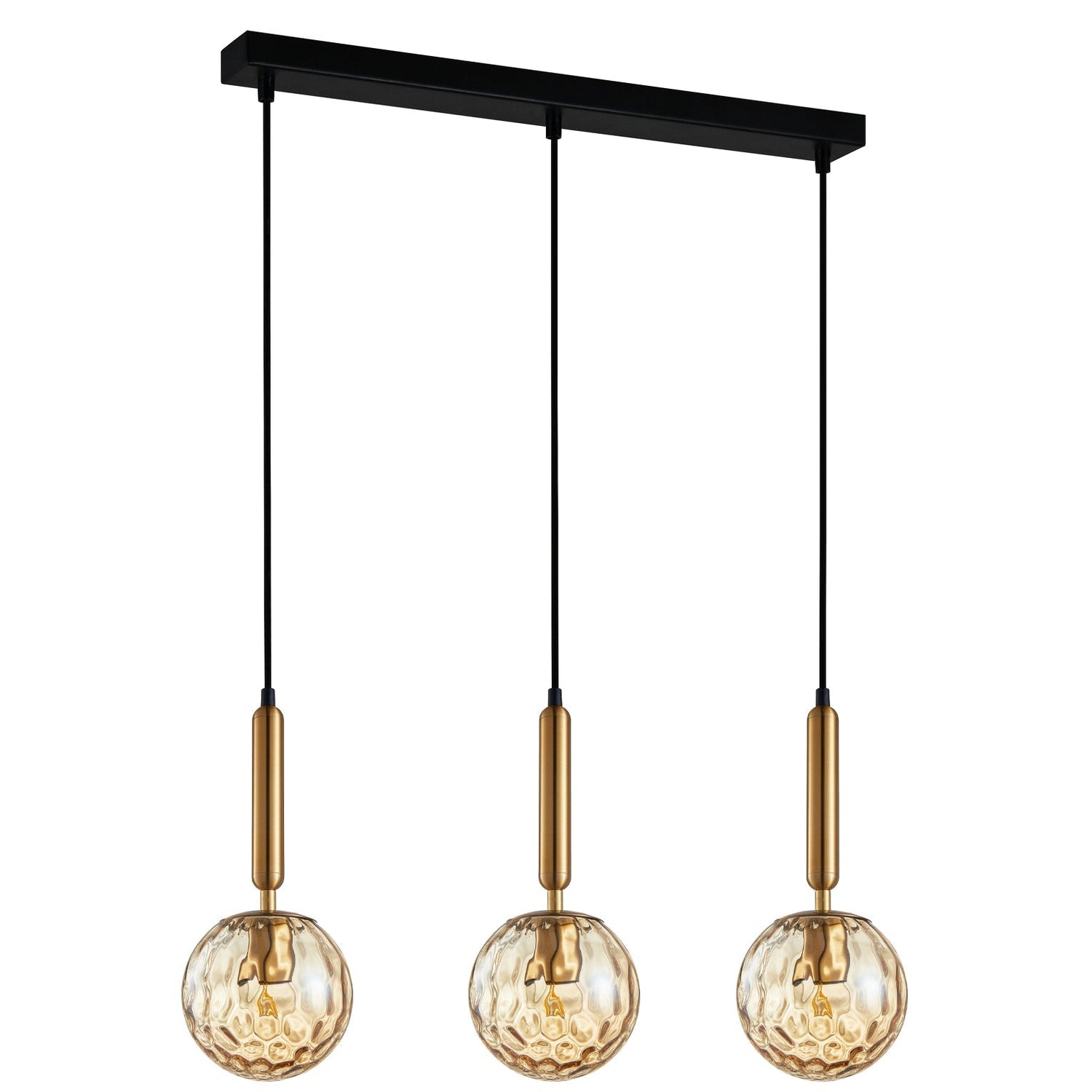 TRATTINO: Interior Bronze Amber /Black Smoke Spherical Glass Multiple Bar Base Pendant Lights