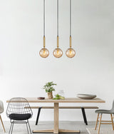 TRATTINO: Interior Bronze Amber /Black Smoke Spherical Glass Multiple Bar Base Pendant Lights