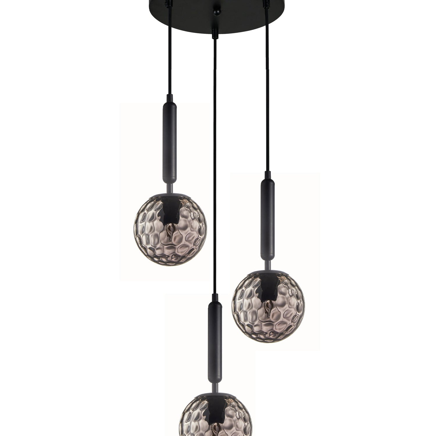 TRATTINO: Interior Bronze Amber /Black Smoke Spherical Glass Multiple Round Base Pendant Lights