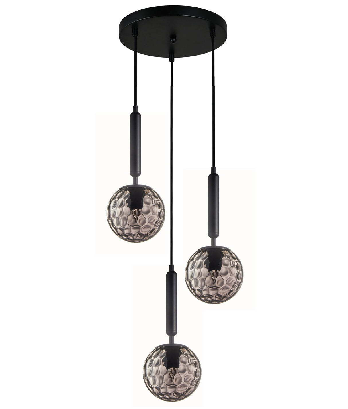 TRATTINO: Interior Bronze Amber /Black Smoke Spherical Glass Multiple Round Base Pendant Lights