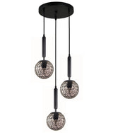 TRATTINO: Interior Bronze Amber /Black Smoke Spherical Glass Multiple Round Base Pendant Lights