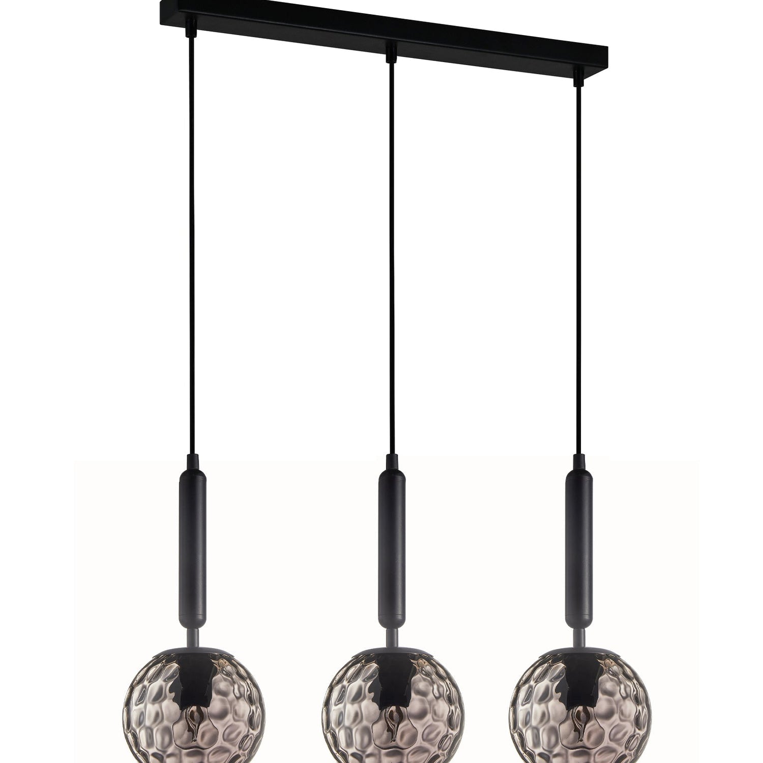 TRATTINO: Interior Bronze Amber /Black Smoke Spherical Glass Multiple Bar Base Pendant Lights