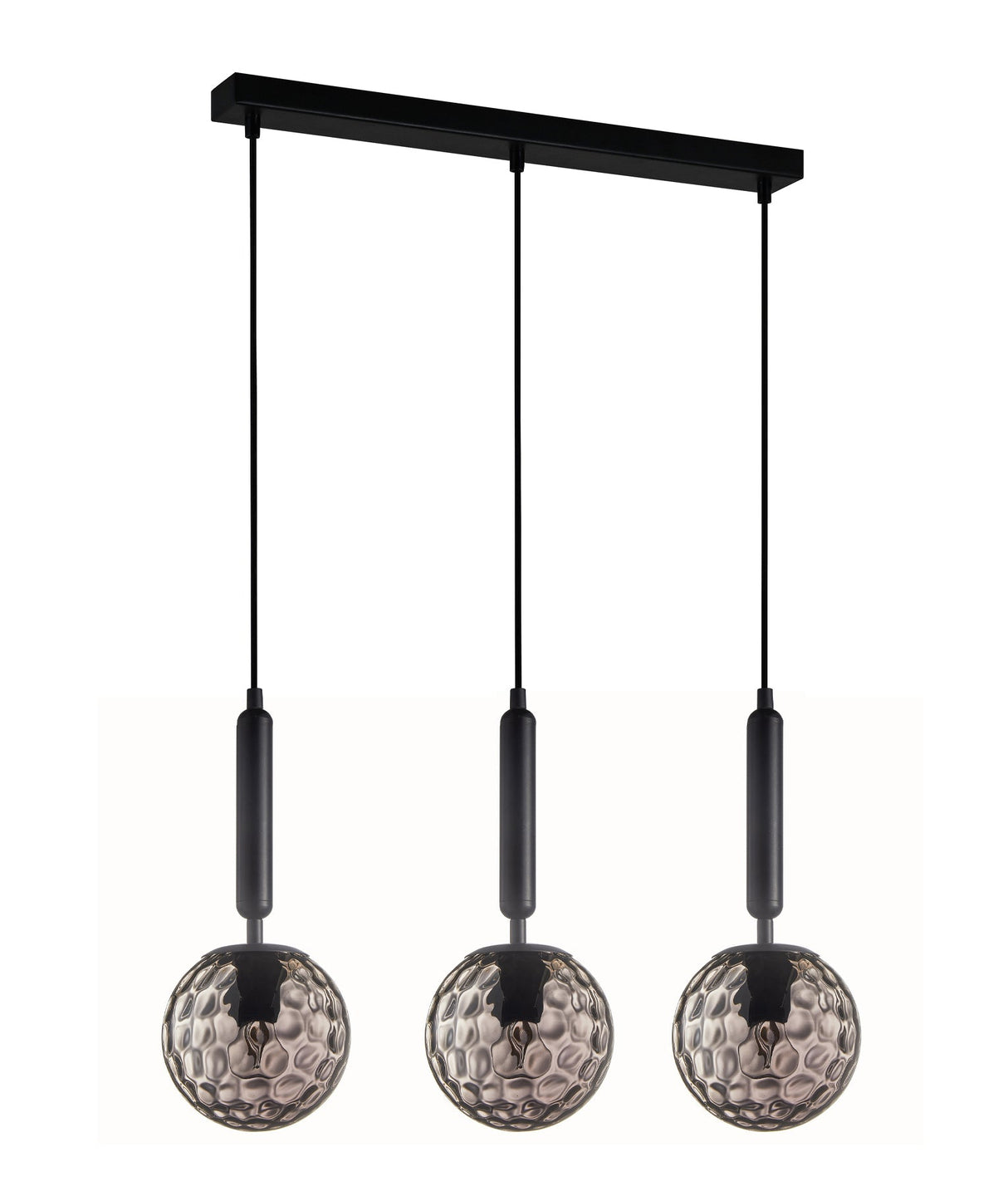 TRATTINO: Interior Bronze Amber /Black Smoke Spherical Glass Multiple Bar Base Pendant Lights