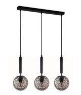 TRATTINO: Interior Bronze Amber /Black Smoke Spherical Glass Multiple Bar Base Pendant Lights