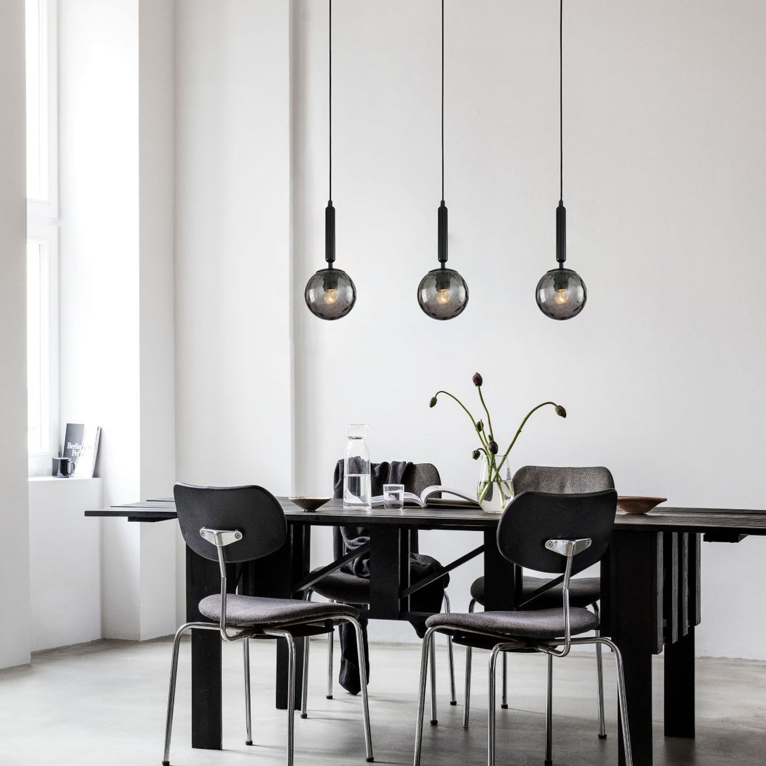 TRATTINO: Interior Bronze Amber /Black Smoke Spherical Glass Pendant Lights