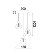 TULIP: Interior Bronze Amber / Black Smoke Wine Glass Ribbed Multiple Round Base Pendant Lights