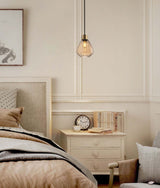 TULIP: Interior Bronze Amber / Black Smoke Wine Glass Ribbed Pendant Lights