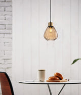 TULIP: Interior Bronze Amber / Black Smoke Wine Glass Ribbed Pendant Lights