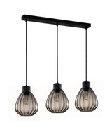TULIP: Interior Bronze Amber / Black Smoke Wine Glass Ribbed Multiple Bar Base Pendant Lights
