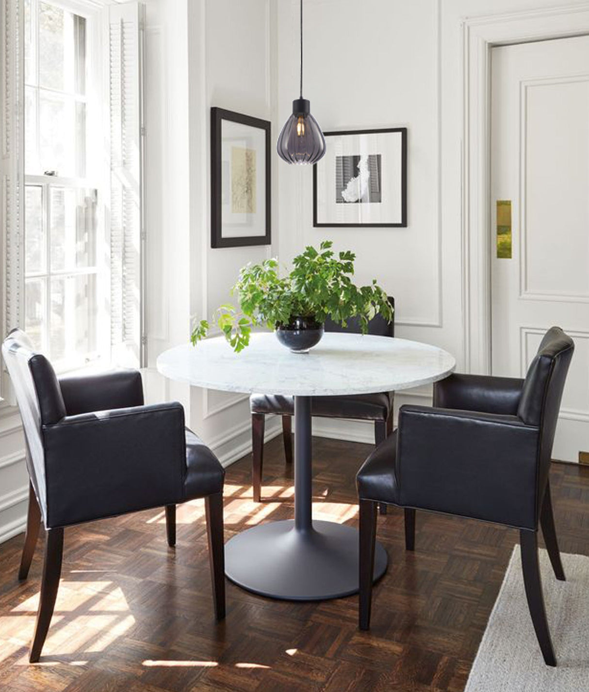TULIP: Interior Bronze Amber / Black Smoke Wine Glass Ribbed Pendant Lights