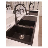 CARYSIL ENIGMA Black Granite Double Kitchen Sink with Drainboard 1160x500mm
