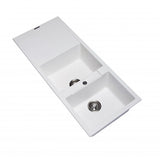 CARYSIL JAZZ White Granite Double Kitchen Sink with Drainboard 1160x500mm