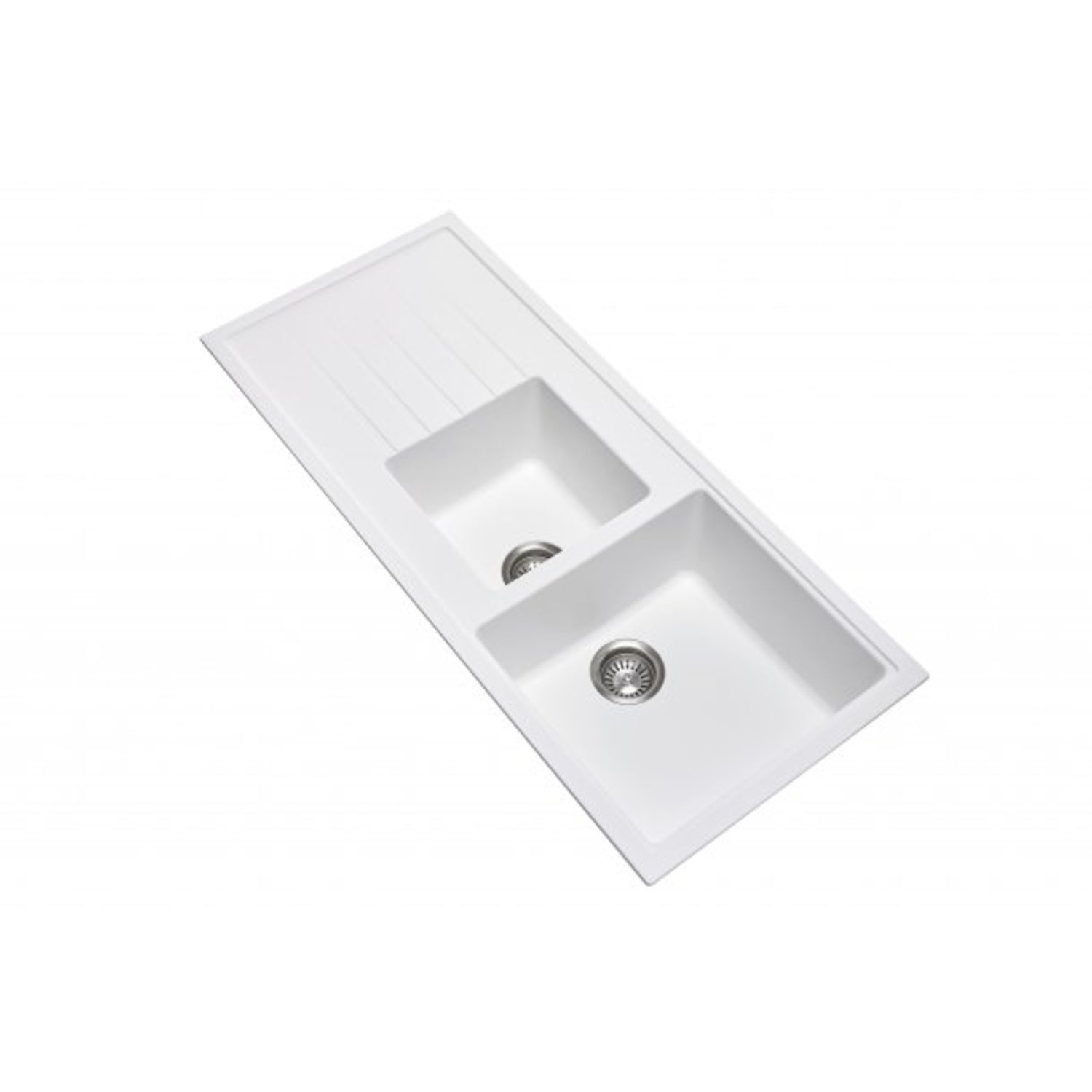 CARYSIL VIVALDI White Granite Single and 1/2 Kitchen Sink with Drainboard 1160x500mm