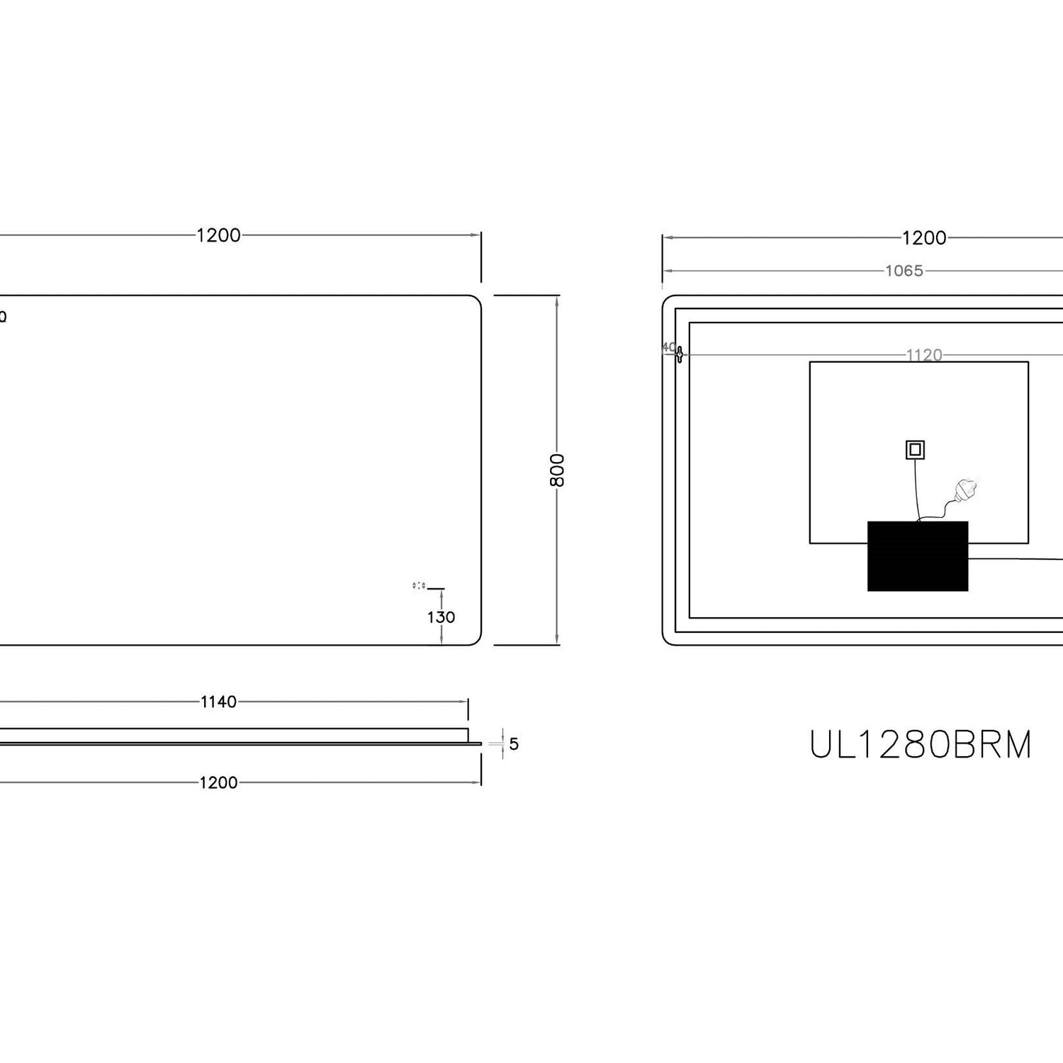 POS LED Rectangular Backlit Frameless Mirror 750/900