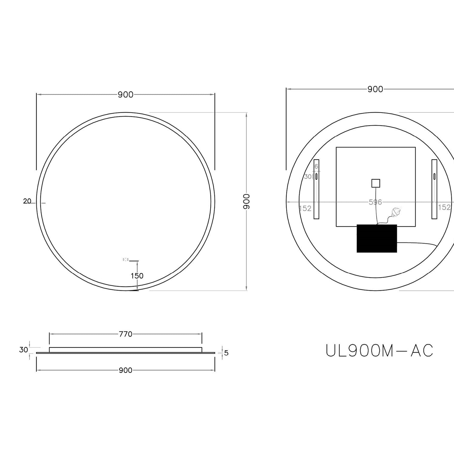 Poseidon LED Backlit Mirror with Magnifier 900mm