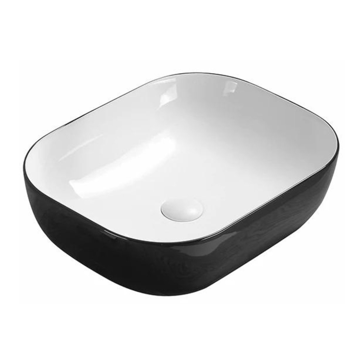 POSEIDON Black and White Ceramic Basin (Rectangle: 505x405x140)