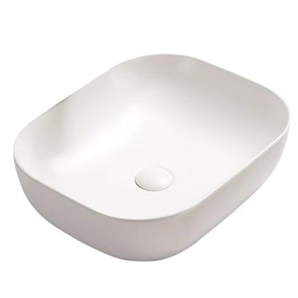 POSEIDON Matte White Ceramic Basin (Rectangle: 505x405x140)