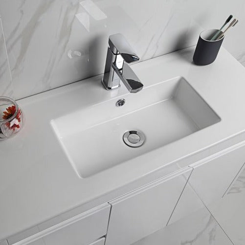 MAYA Slim Wall Hung Vanity Gloss White 600