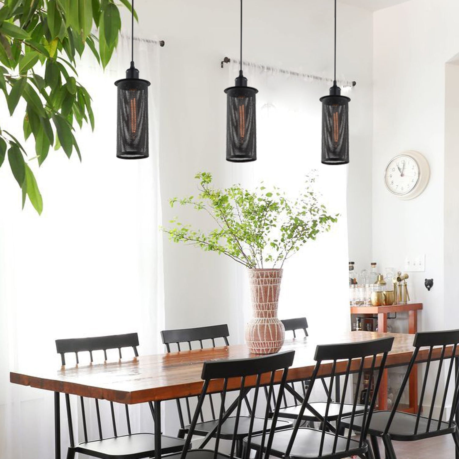 VENETO: Industrial Aged Decorative Single Black Mesh Pendant Light