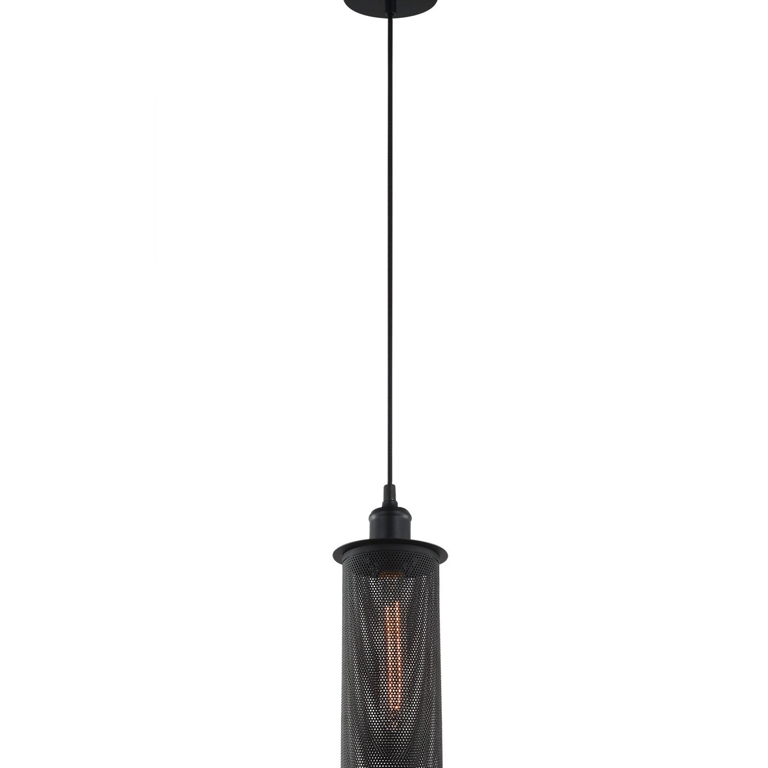 VENETO: Industrial Aged Decorative Single Black Mesh Pendant Light