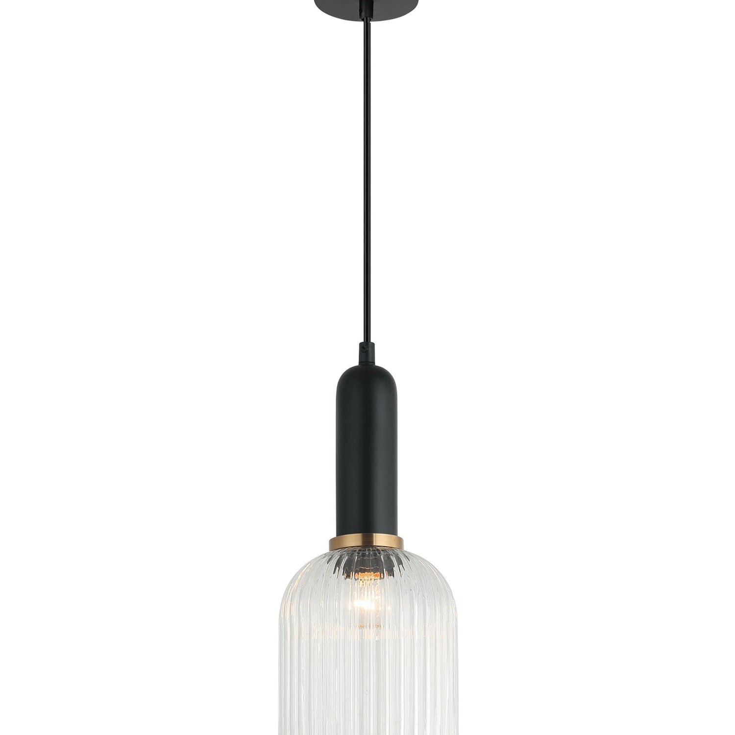 VINTAJ: Retro Interior Ellipse Shape Ribbed Glass Pendant Lights