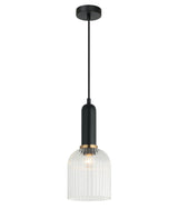 VINTAJ: Retro Interior Ellipse Shape Ribbed Glass Pendant Lights
