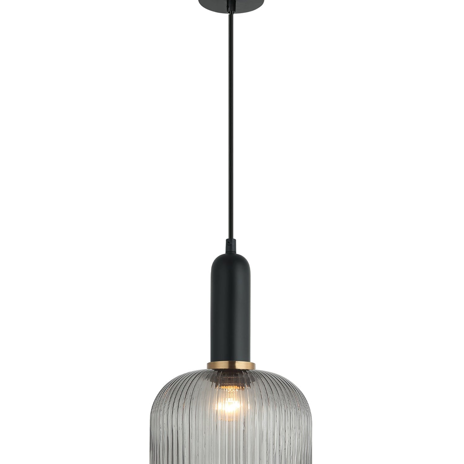 VINTAJ: Retro Interior Dome Shape Ribbed Glass Pendant Lights