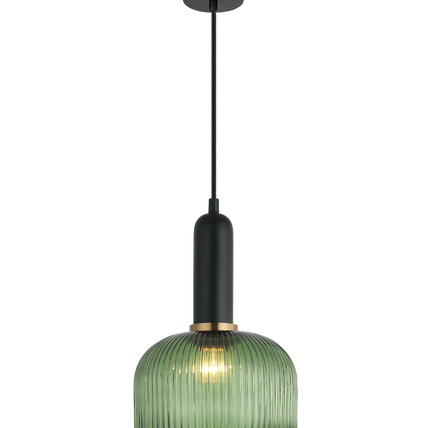 VINTAJ: Retro Interior Dome Shape Ribbed Glass Pendant Lights