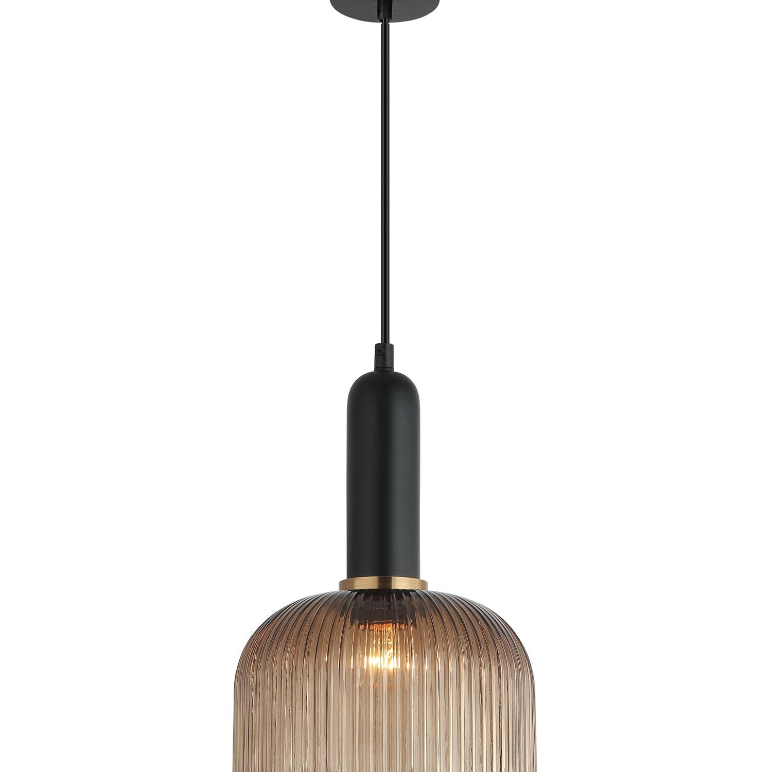 VINTAJ: Retro Interior Dome Shape Ribbed Glass Pendant Lights