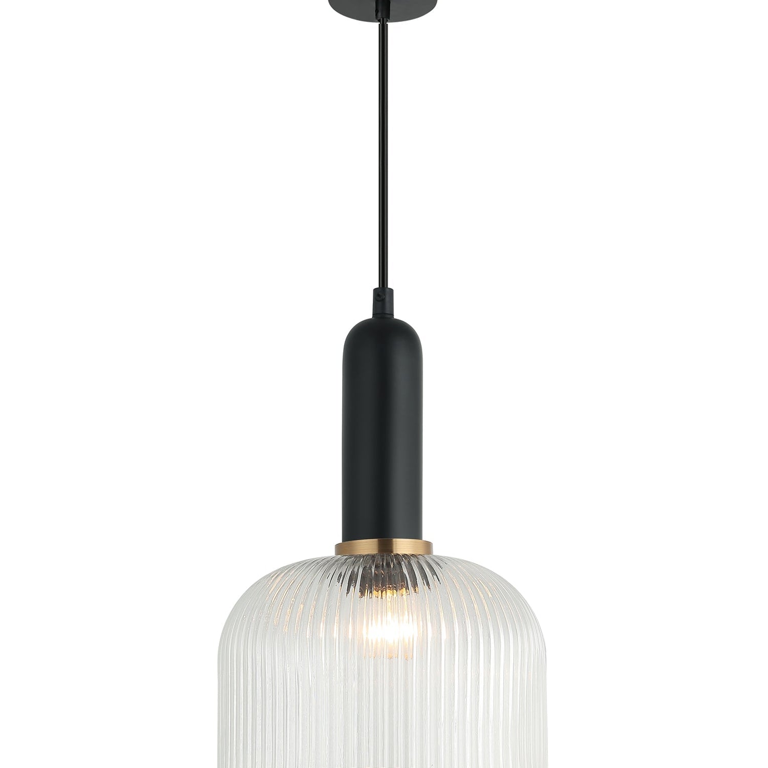 VINTAJ: Retro Interior Dome Shape Ribbed Glass Pendant Lights