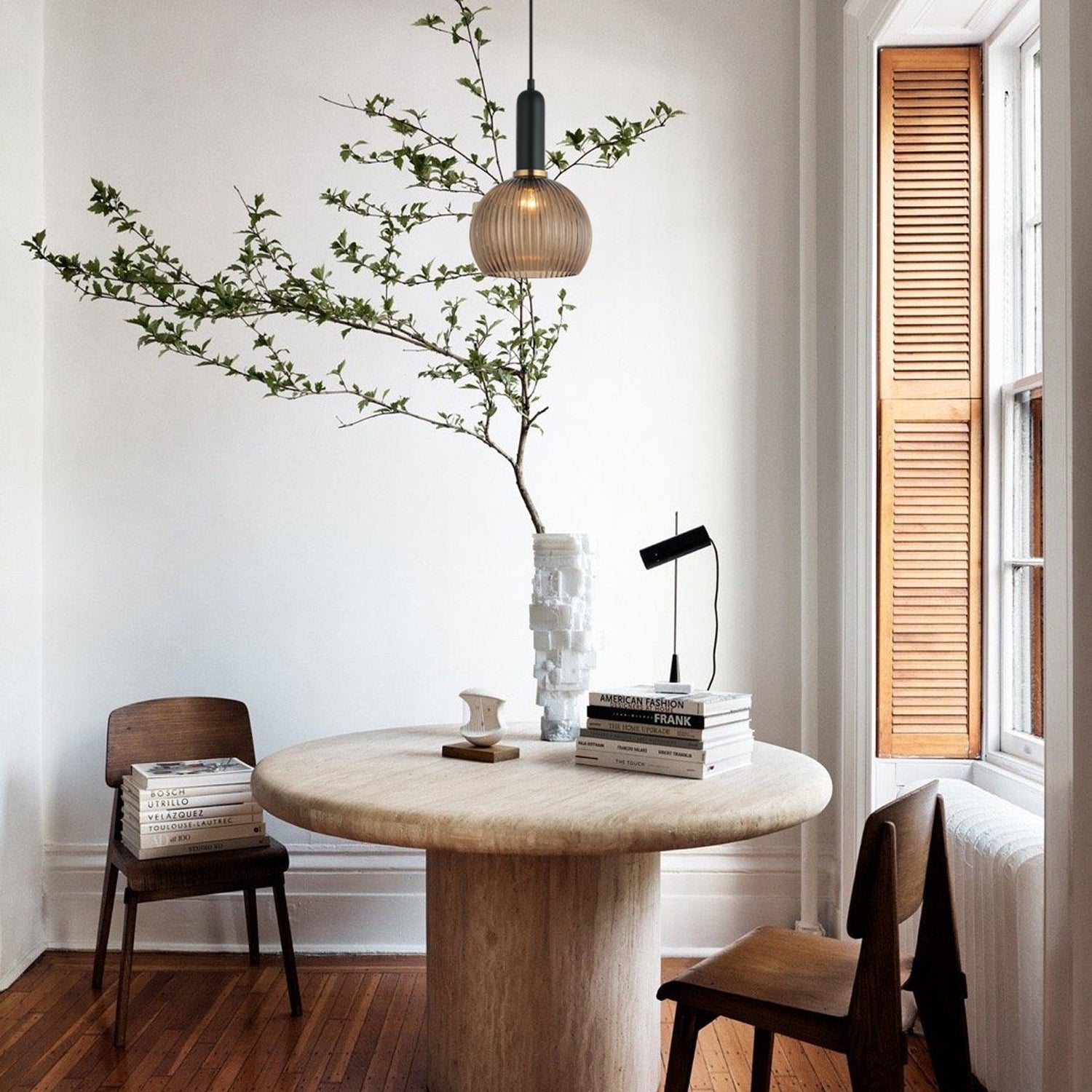 VINTAJ: Interior Wine Glass Shape Ribbed Glass Pendant Lights