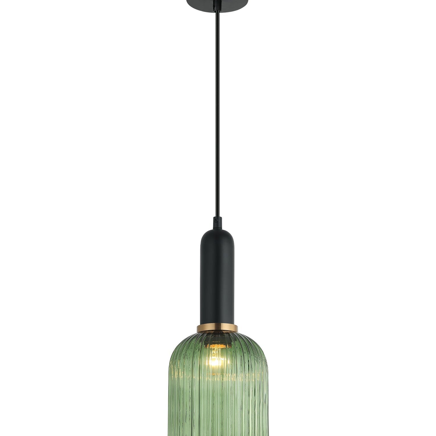 VINTAJ: Retro Interior Ellipse Shape Ribbed Glass Pendant Lights