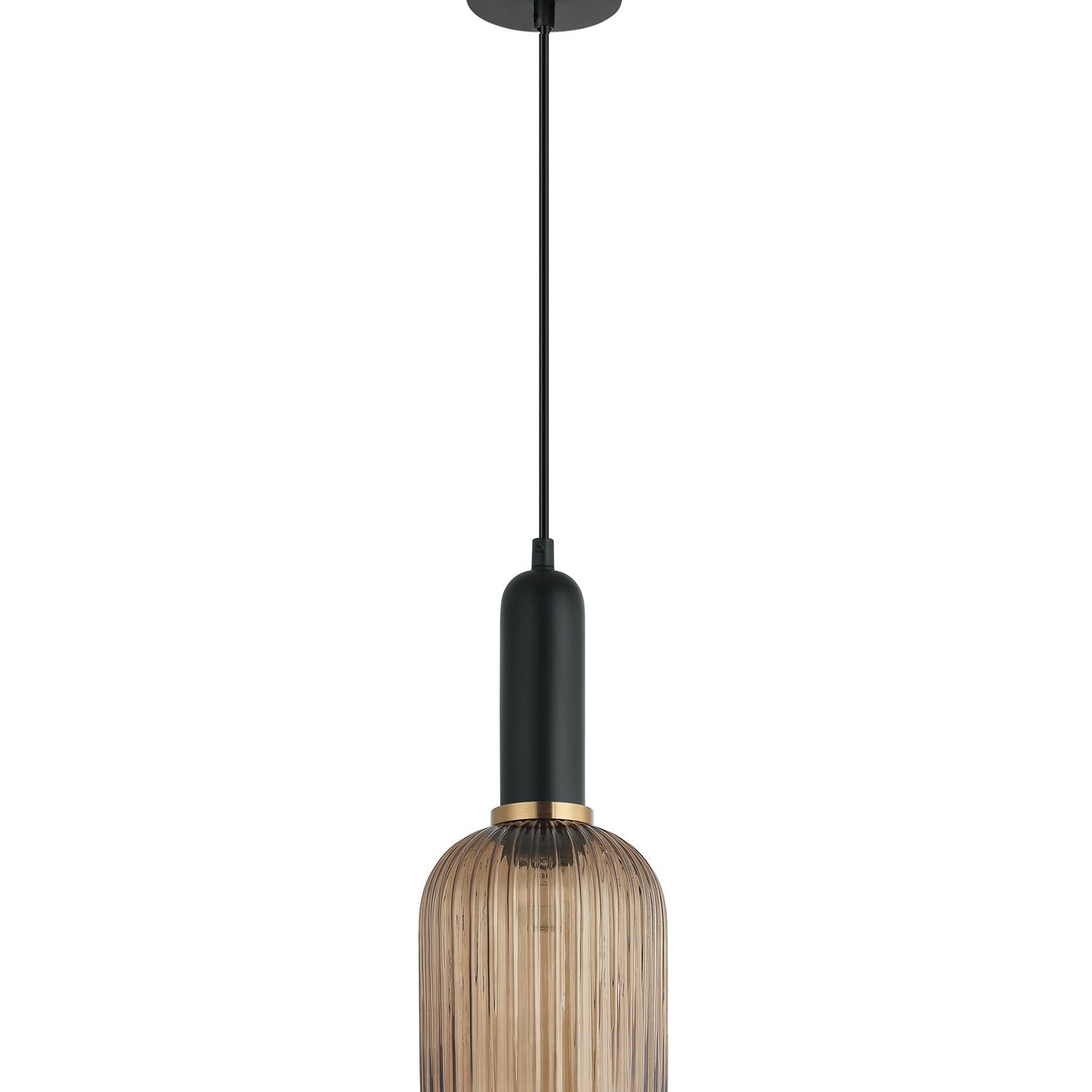 VINTAJ: Retro Interior Ellipse Shape Ribbed Glass Pendant Lights