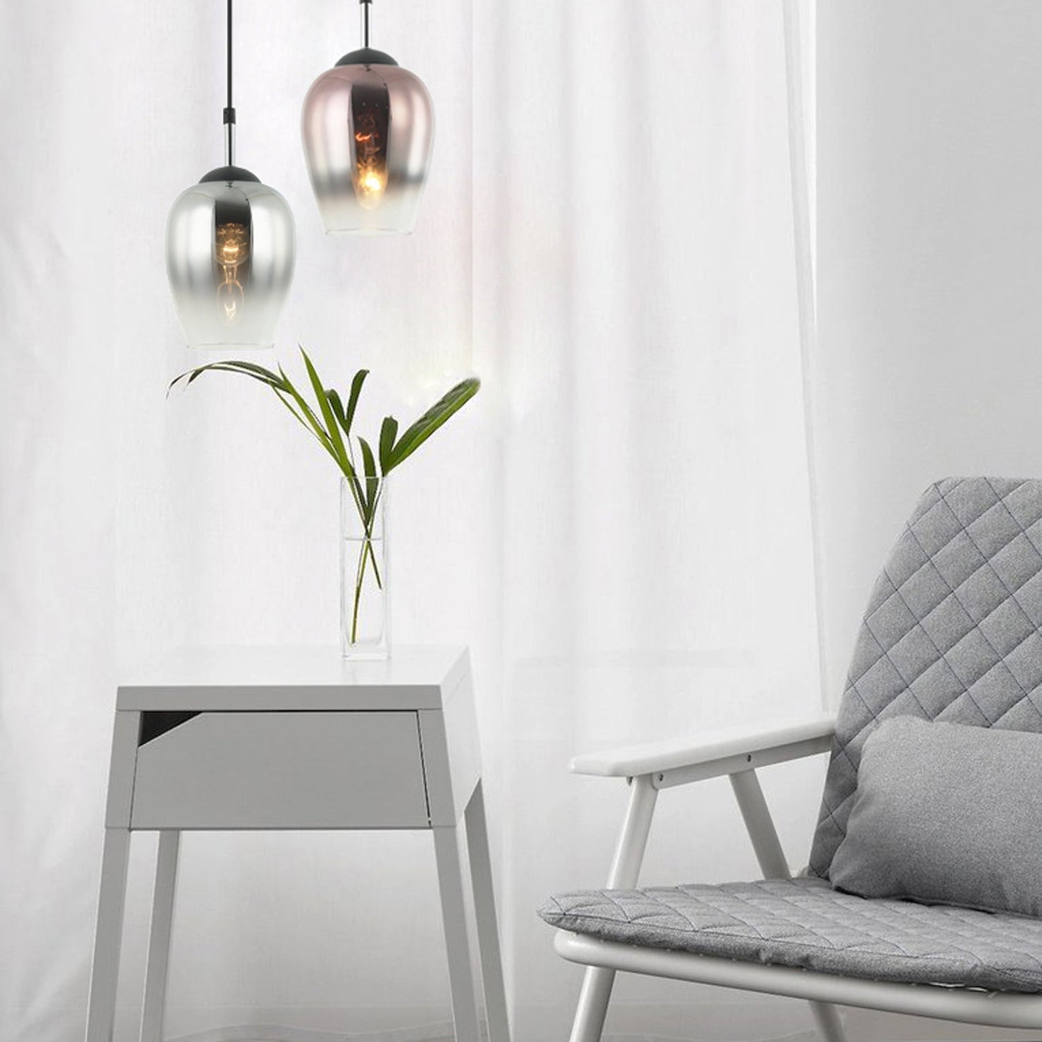 VINUM: Interior Wine Glass Shape Colour Fading Effect Glass Pendant Lights