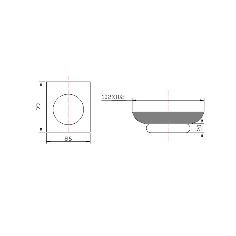 VOG Soap Dish Holder - Black Technical Drawing