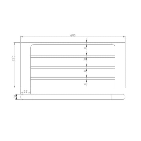 VOG Tower Rack 600mm - Black Technical Drawing
