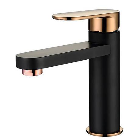 Vetto Basin Mixer - Black & Rose Gold