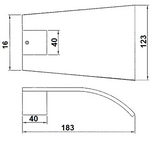 WATERFALL Wall Bath Spout Fully Brass Built - Matte Black Technical Drawing