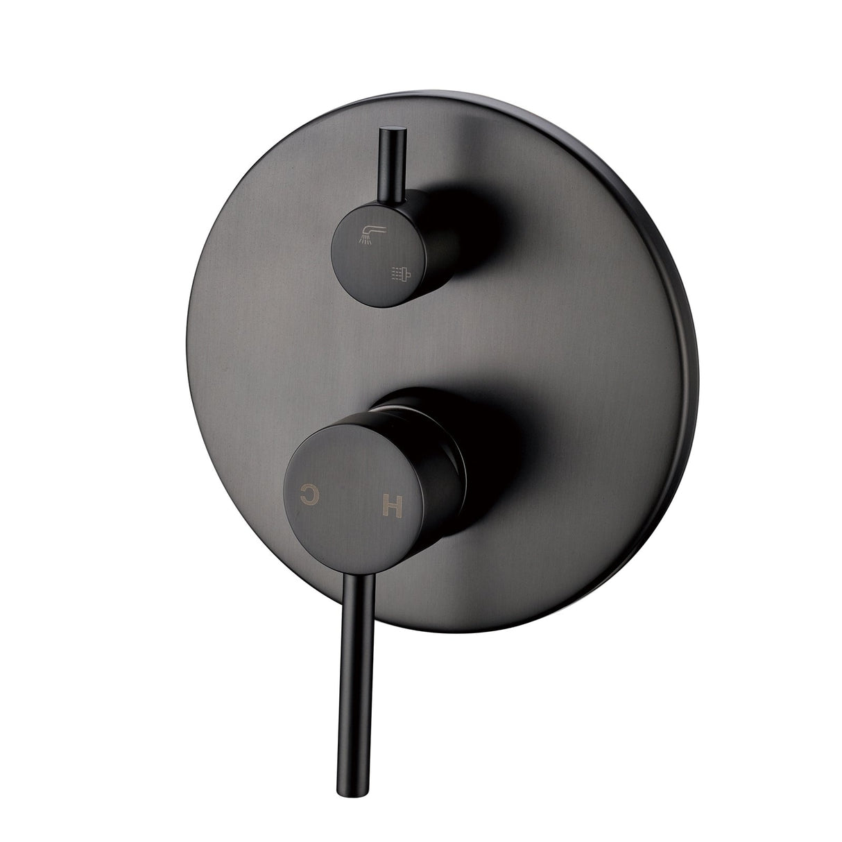 Pentro Round Wall Mixer Tap With Diverter - Brushed Gun Metal