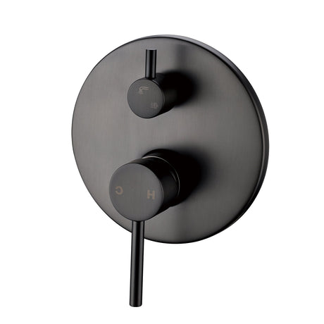 Pentro Round Wall Mixer Tap With Diverter - Brushed Gun Metal